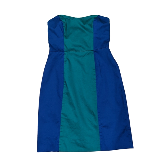 French Connection Colour Block Green Purple/Blue Strapless Mini Dress US 6 - Picture 2 of 15